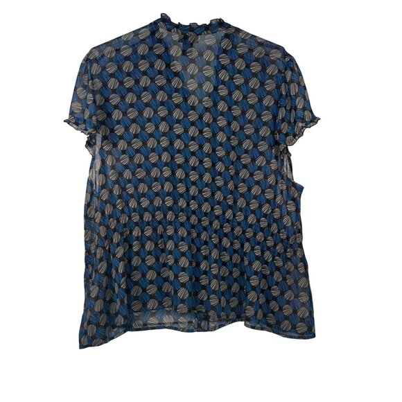 Lane Bryant Women’s Sheer Blue & Gray Geometric Print Blouse Size 26/28 - Picture 4 of 5